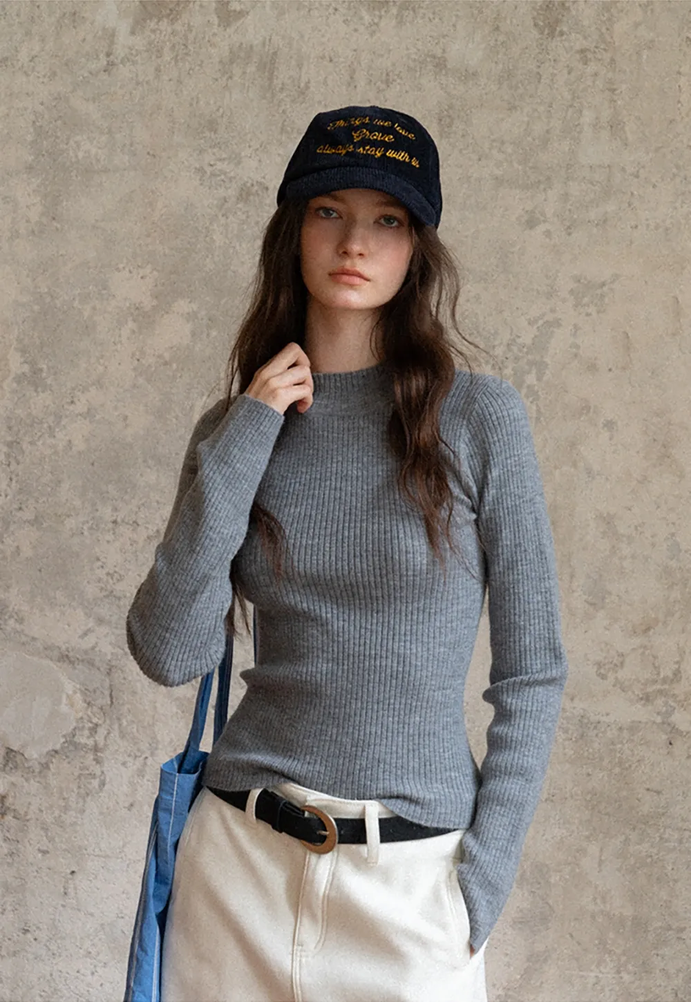 Women Soft Ribbed Mock Neck Knit Top