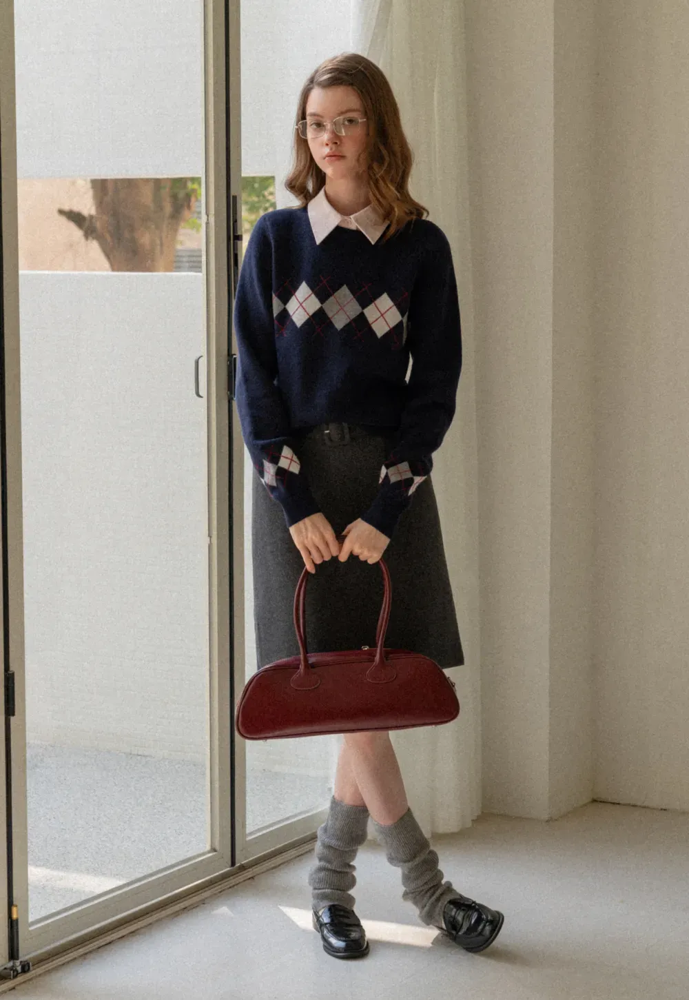 Wool Belted A-Line Mini Skirt in Charcoal