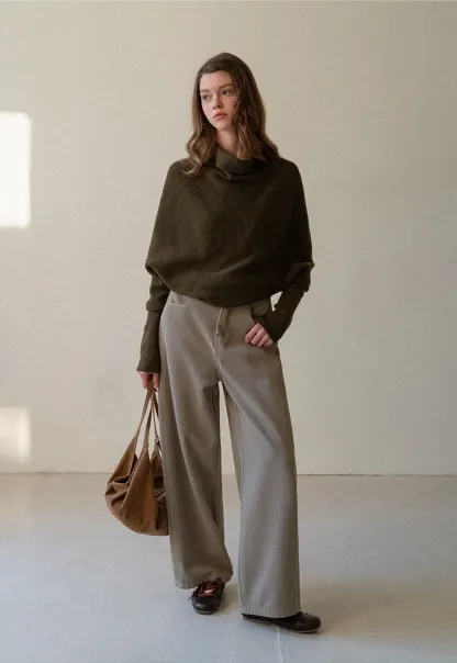 Modern Wrap Mock Neck Knit Top with Long Sleeves