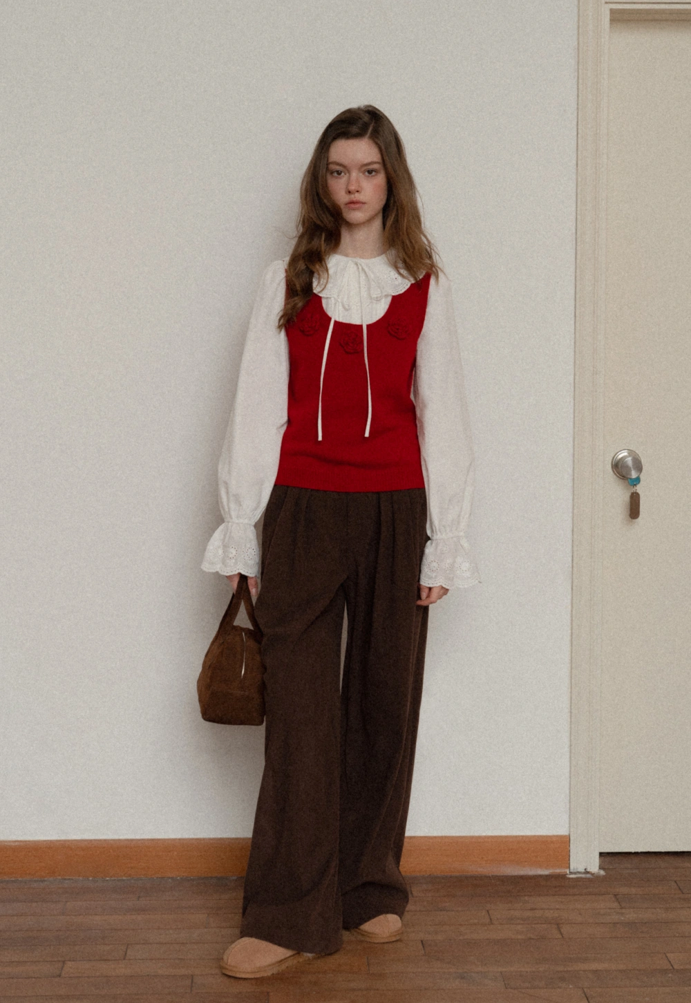 Vintage Style White Blouse with Lace Trim