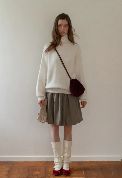 High-Neck Melange Knit Sweater