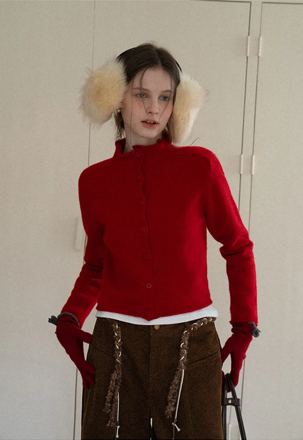 Women Wide-Legged Brown Corduroy Pants