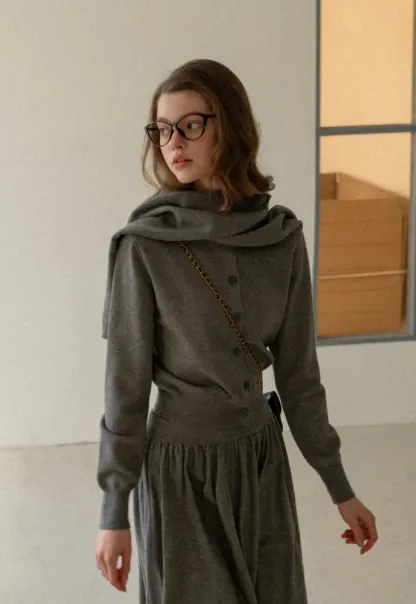 Relaxed Knit Cardigan & Full Skirt Set