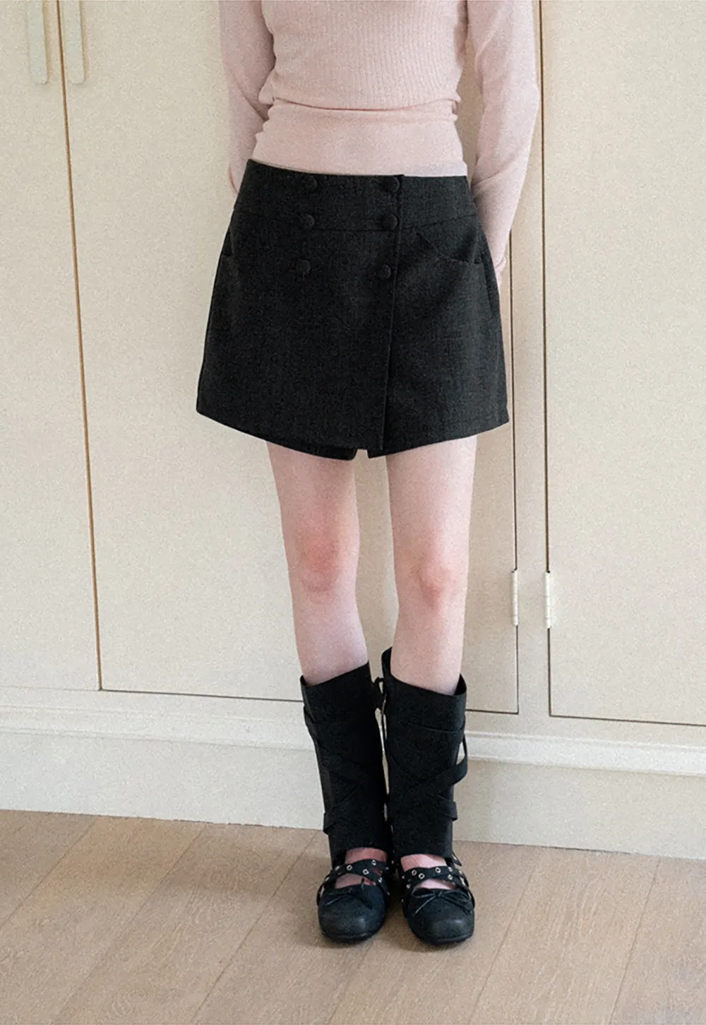 Asymmetrical Wrap Front High Waist Skirt