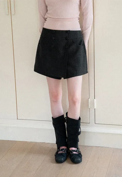 Asymmetrical Wrap Front High Waist Skirt