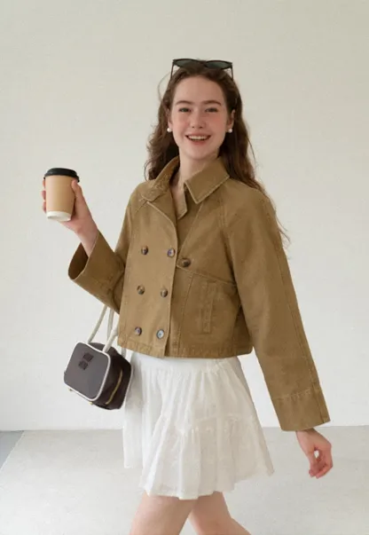 Cropped Double Breasted Short Jacket