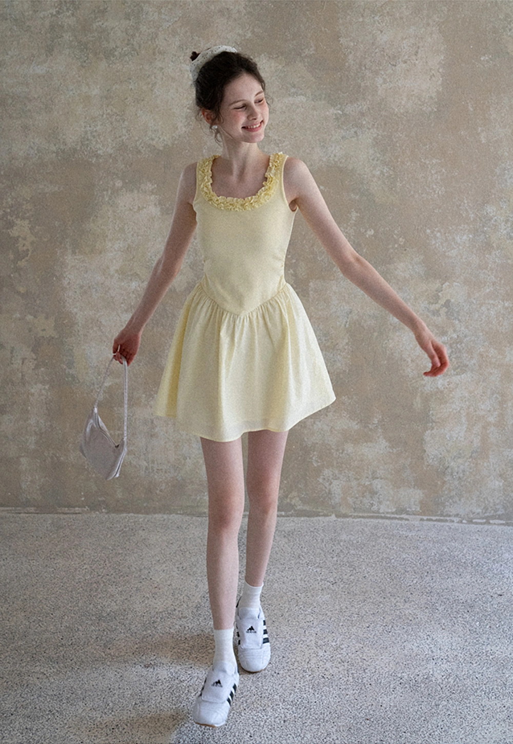 Women Ruffle Trim Sleeveless Fit & Flare Mini Dress