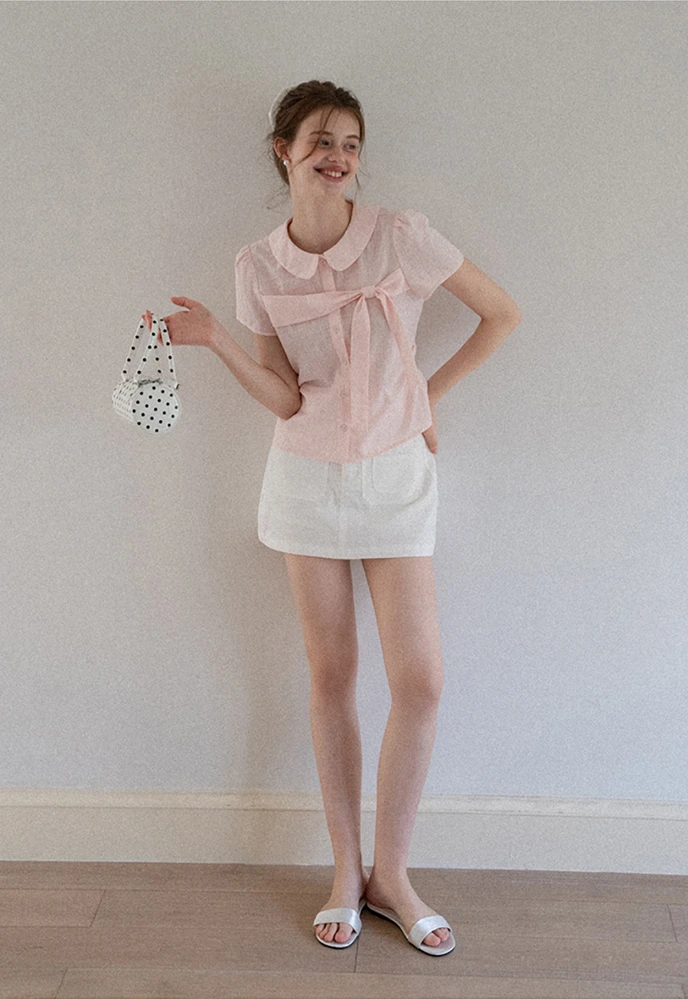 Women Peter Pan Collar Bow Blouse