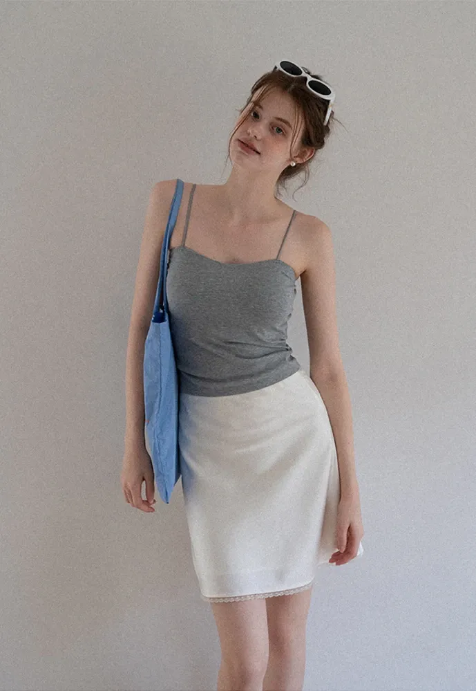 Women A-Line Mini Skirt With Lace Hem