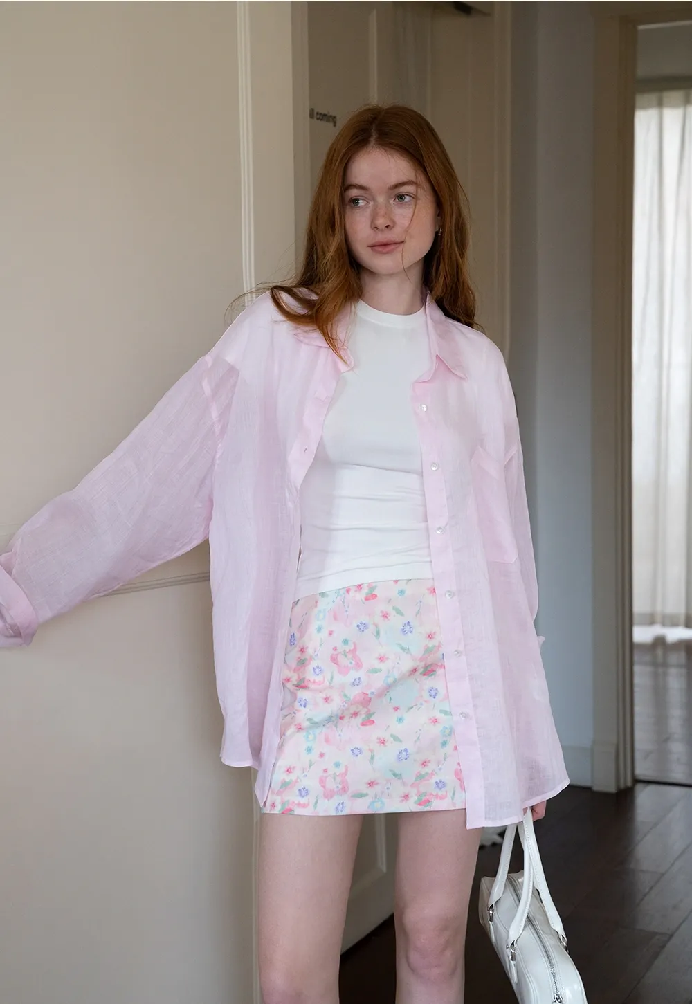 Women's Long Sleeve Button Down Linen Shirt with Pocket