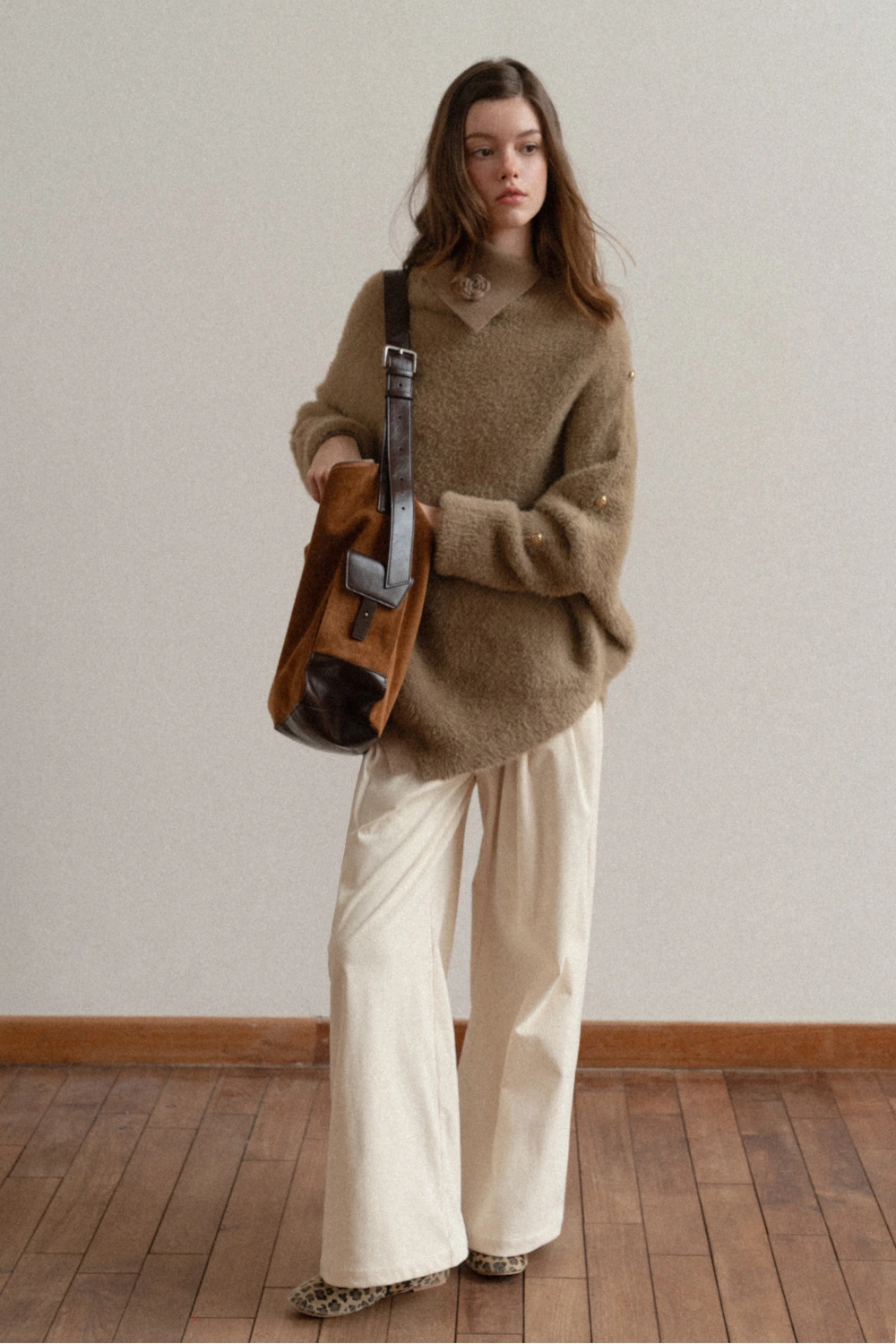 Cozy White Turtleneck Sweater Women Fuzzy Knit Top