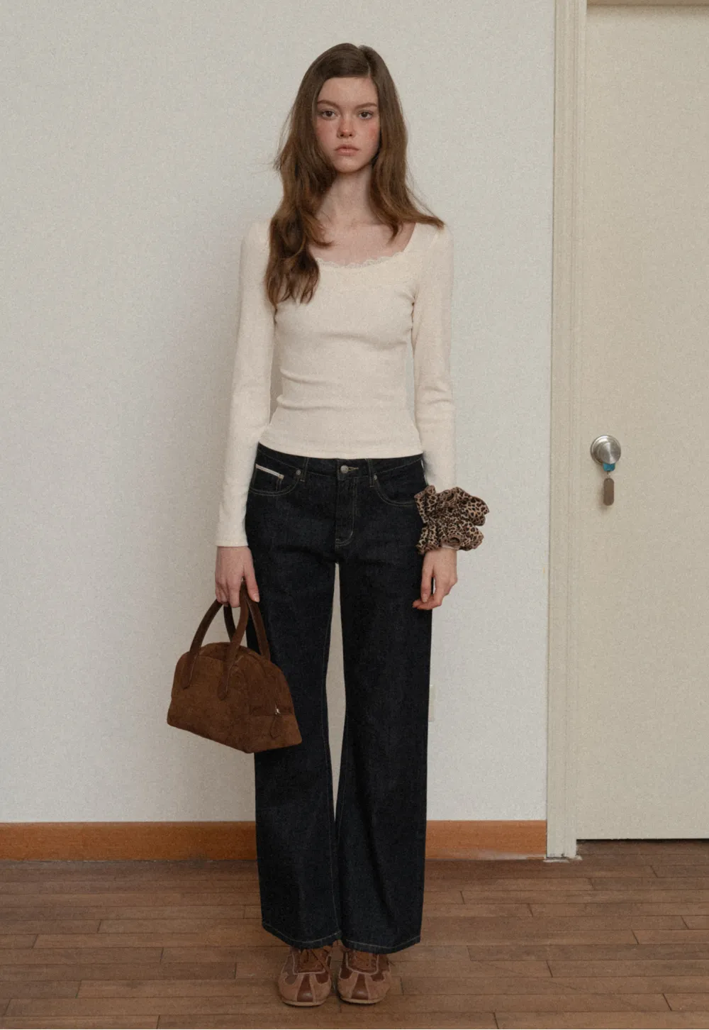 Women Square Neck Long Sleeve Tee