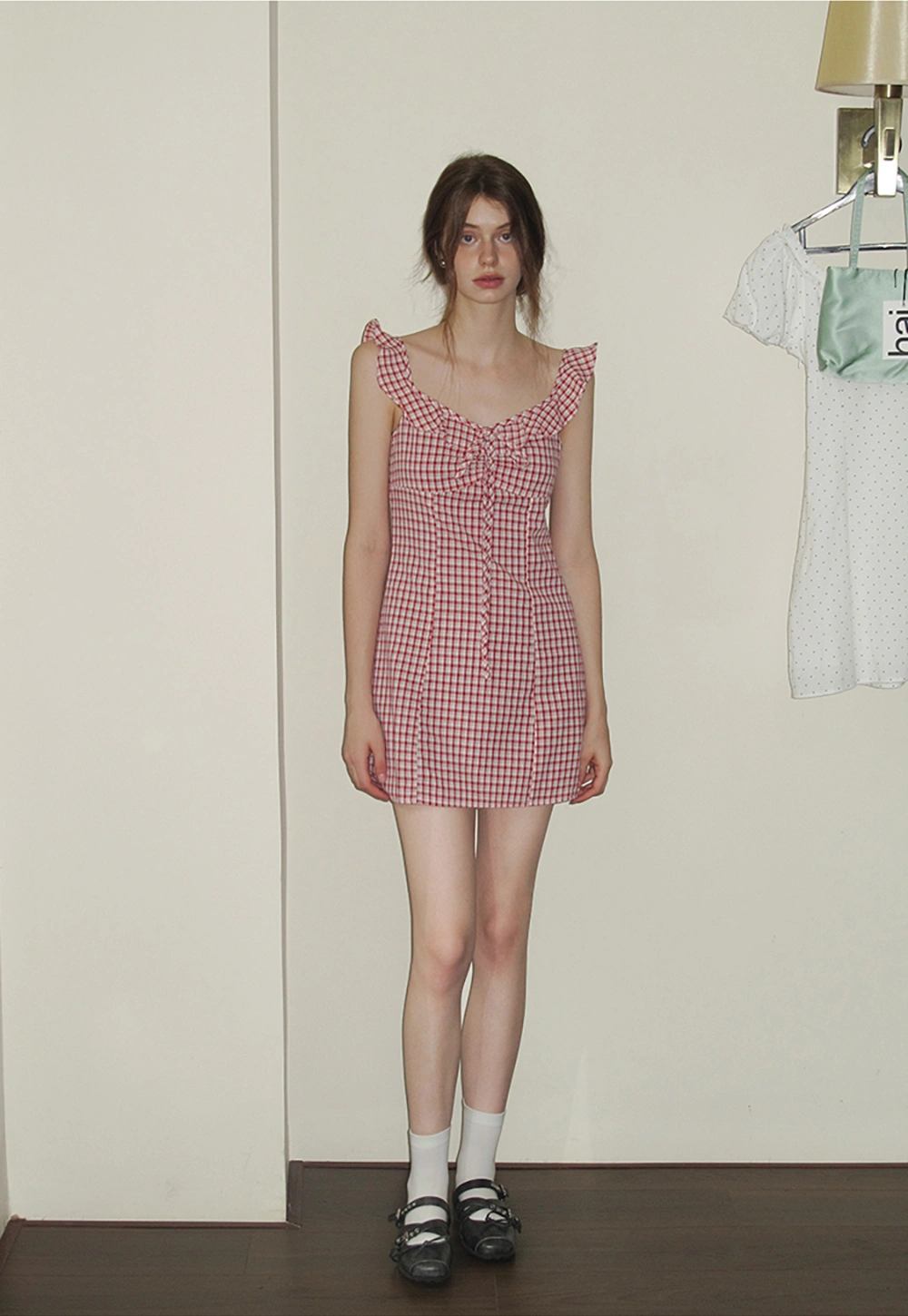 Women's Gingham Ruffle Mini Dress