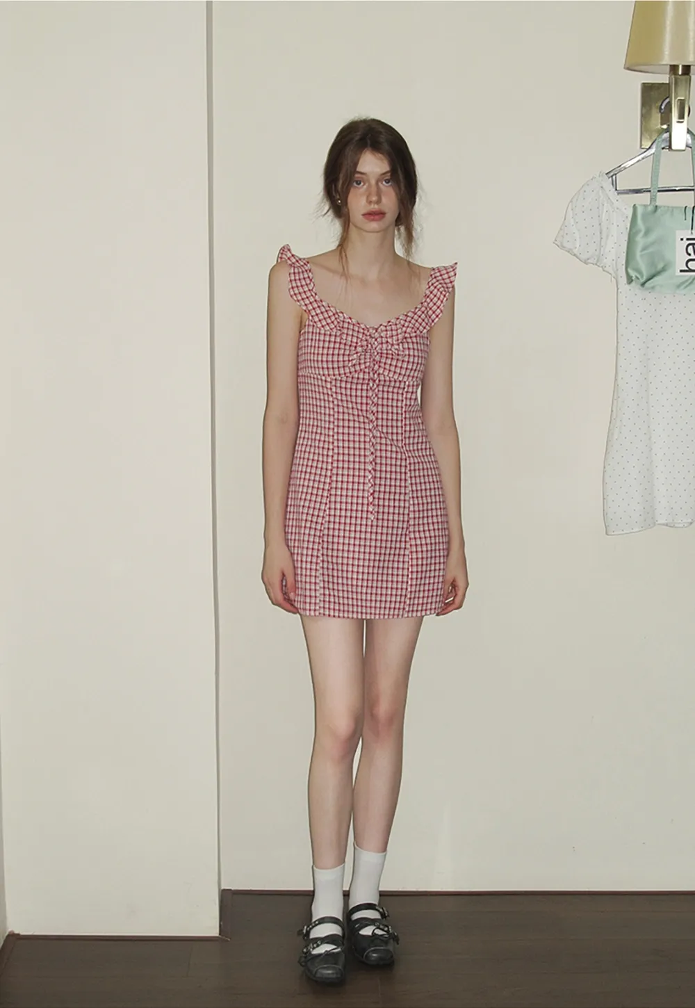 Women's Gingham Ruffle Mini Dress