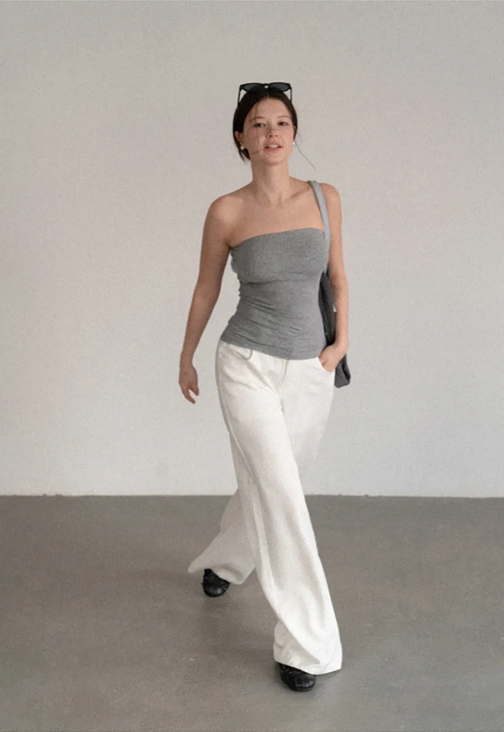 Ruched Front Strapless Tank Top