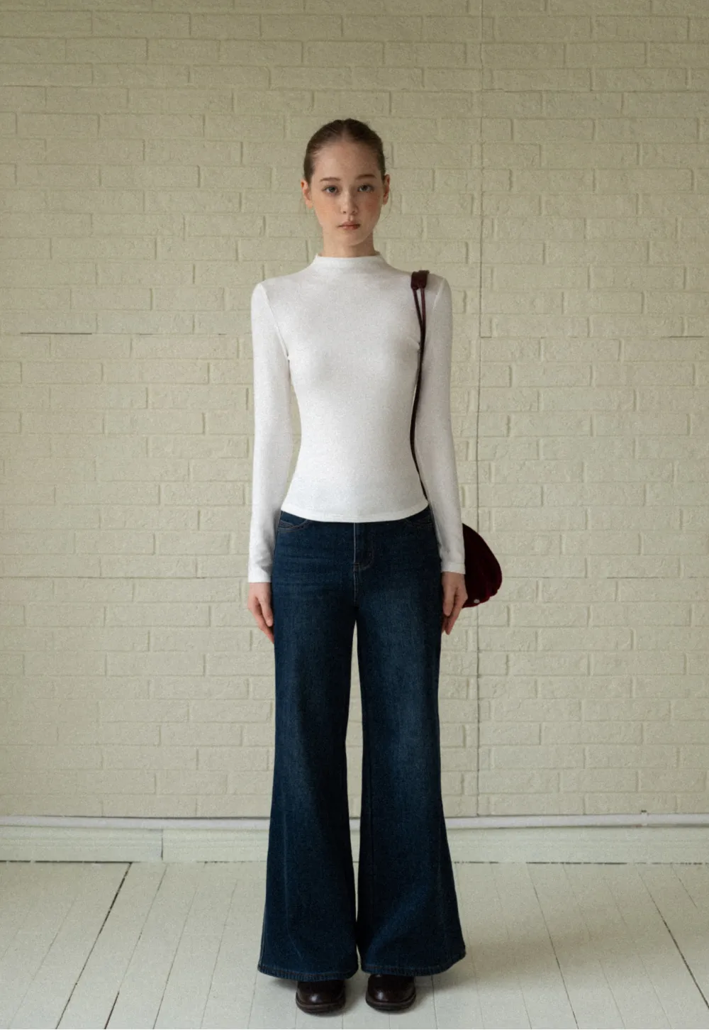 Basic Mock Neck Long Sleeve Top