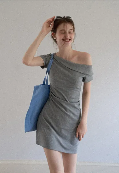 Women’s One Shoulder Polka Dot Mini Dress