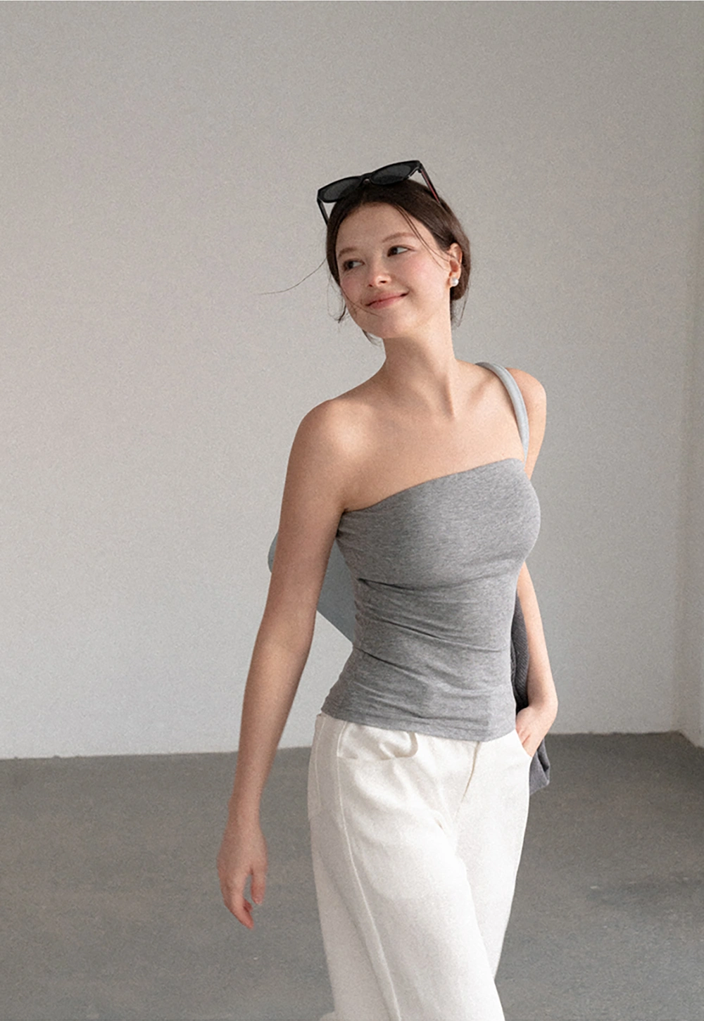 Ruched Front Strapless Tank Top