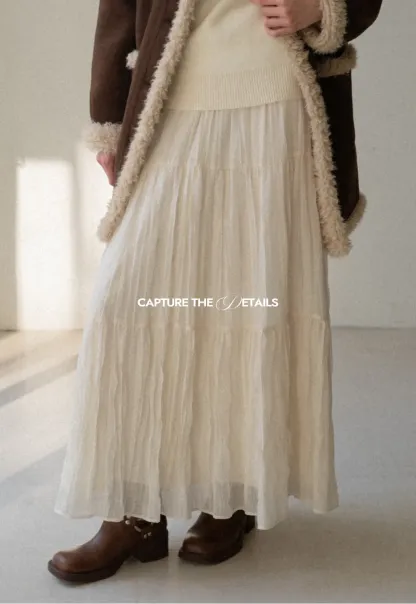 Tiered Crinkle Maxi Skirt