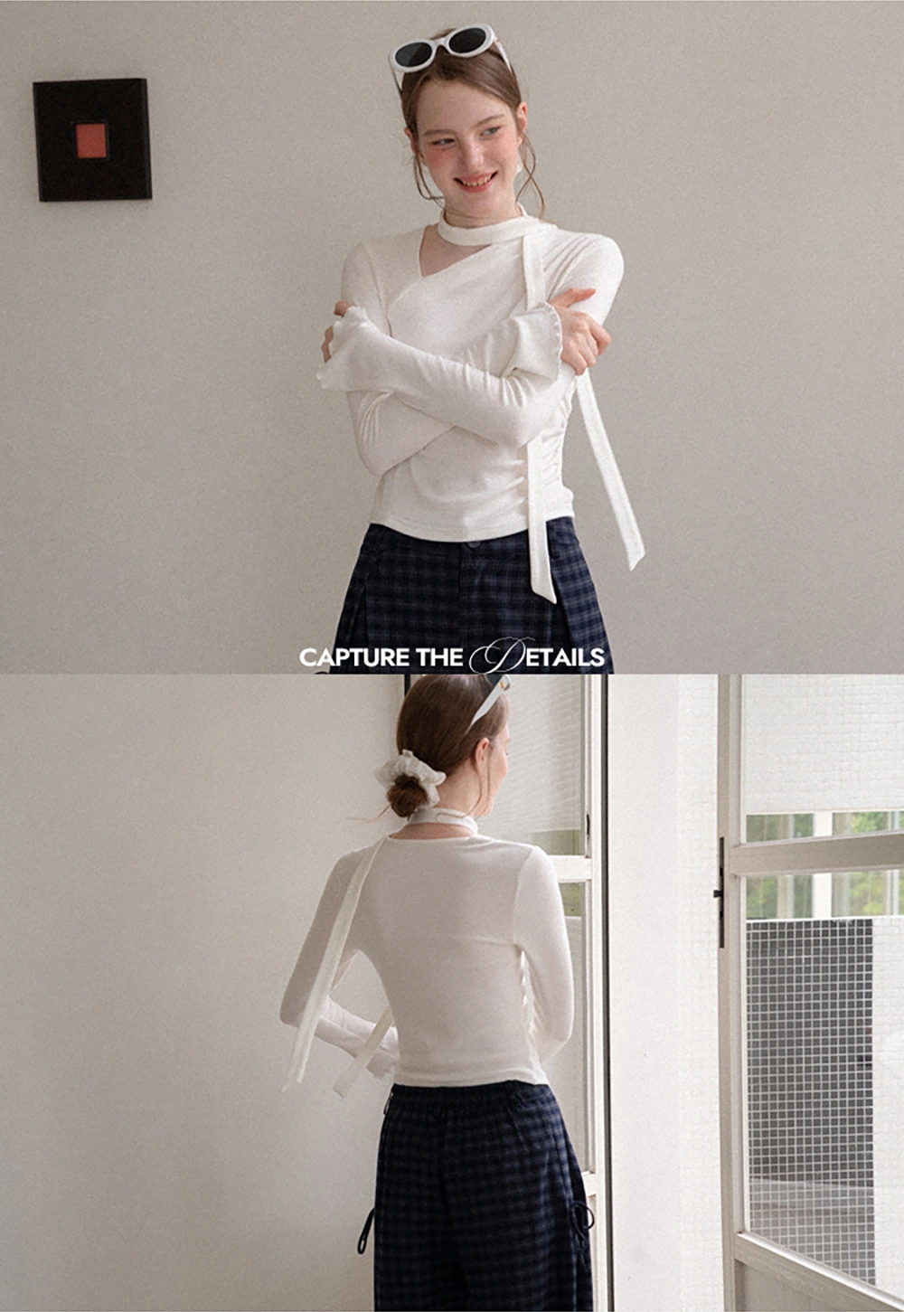 Asymmetrical Wrap Neck Long Sleeve Knit Top