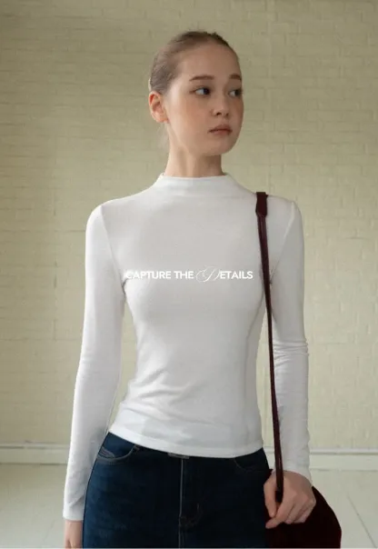 Basic Mock Neck Long Sleeve Top