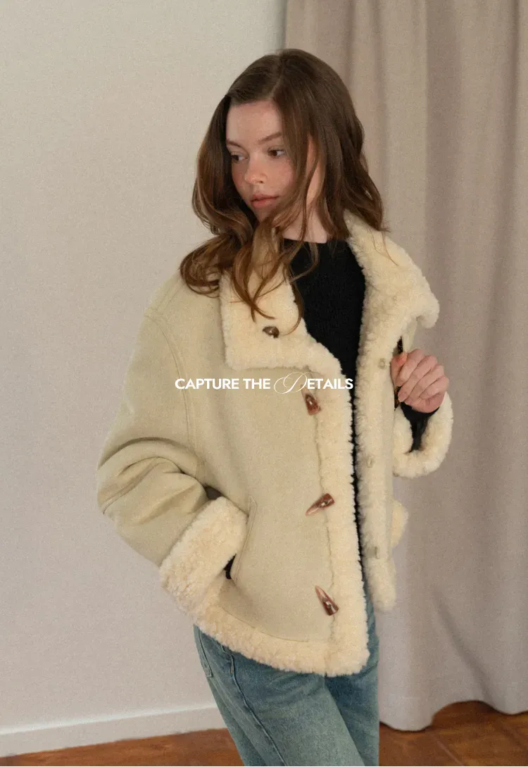 Dual-Wear Suede Patchwork Coat with Soft Teddy Fleece Lining