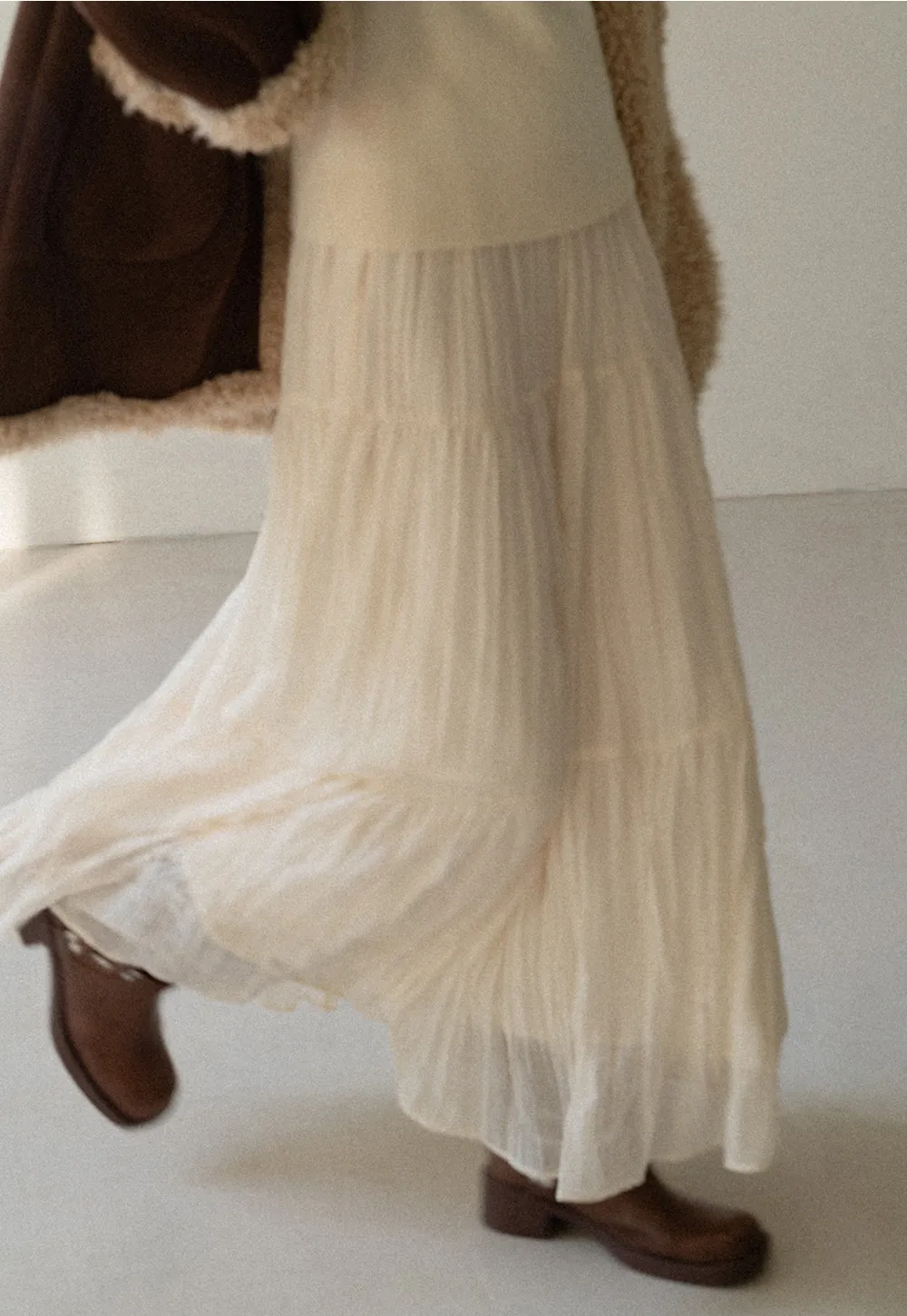 Tiered Crinkle Maxi Skirt