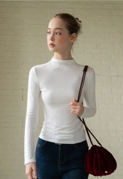 Basic Mock Neck Long Sleeve Top