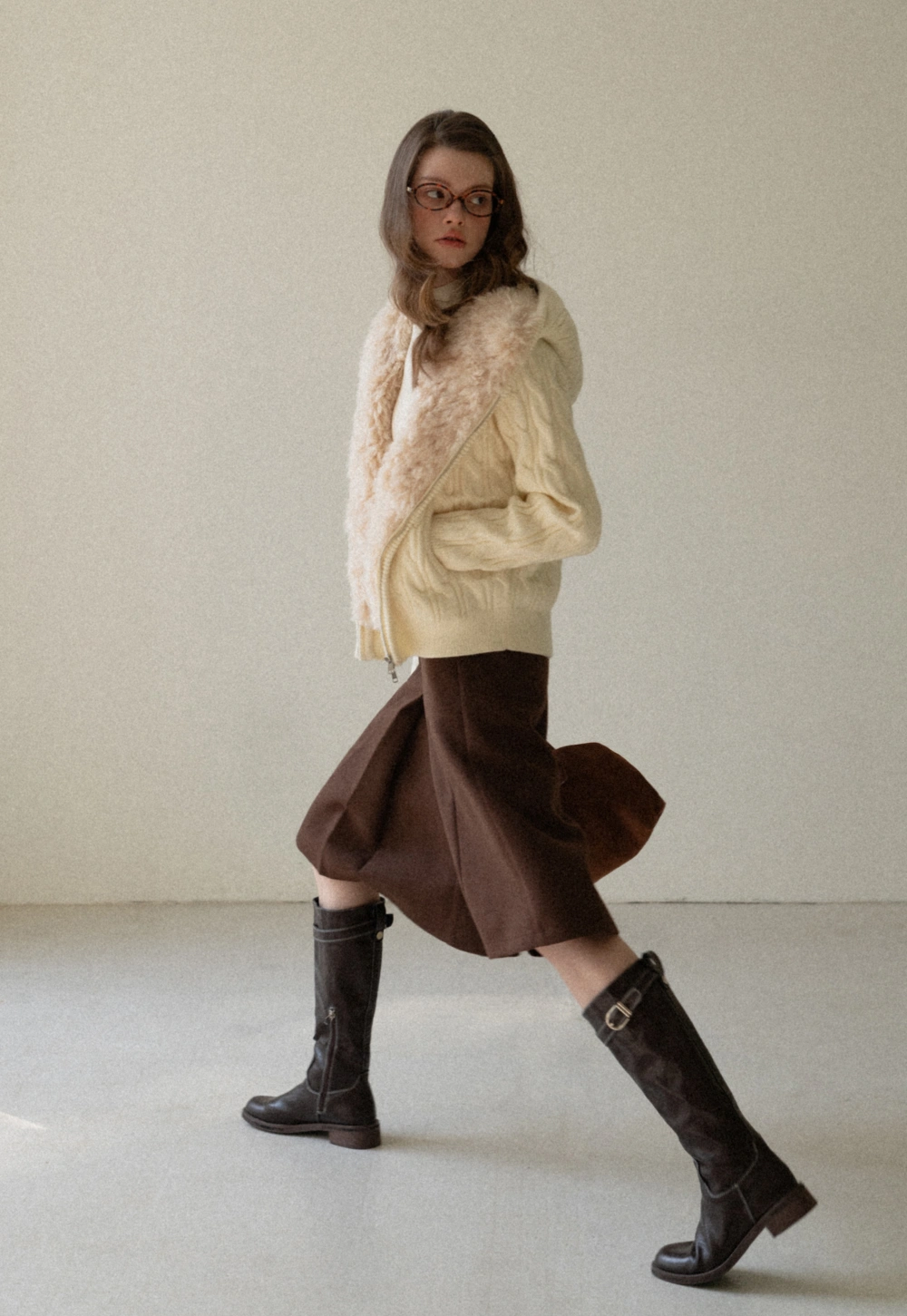 Flowy Skirt-Style Wide-Leg Cropped Trousers