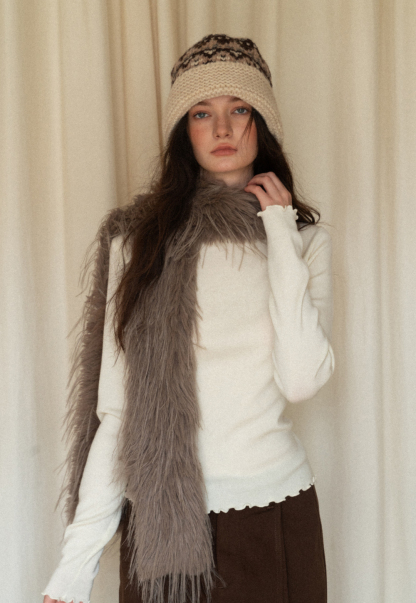 Chic Light Blue Ruffle Trim Turtleneck Sweater