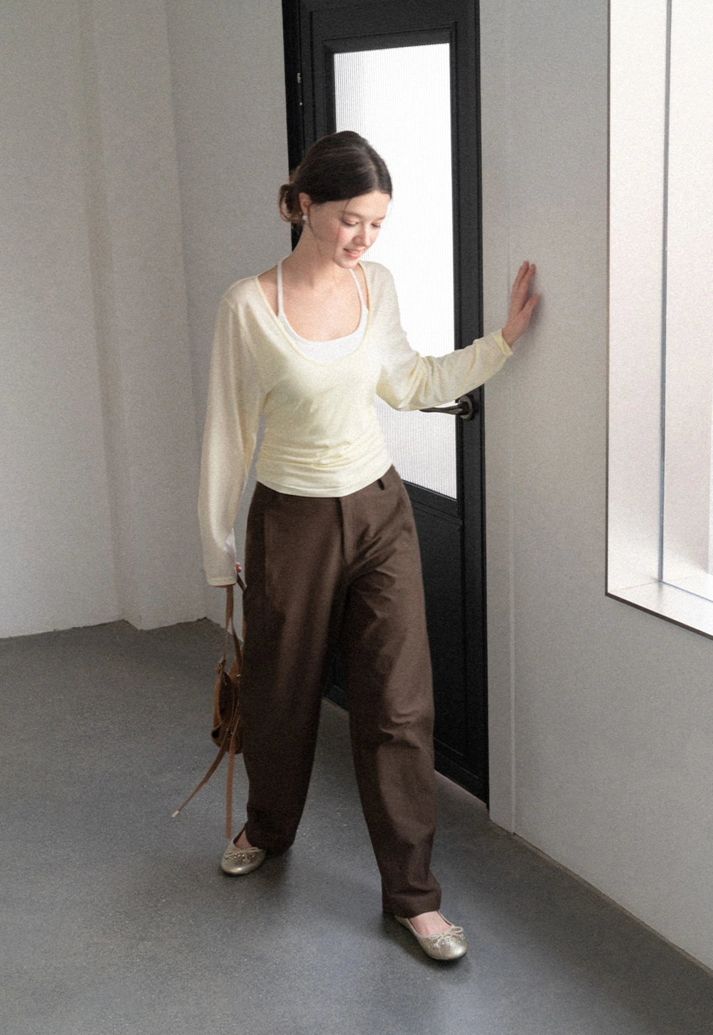 Women Scoop Neck Long Sleeve Basic Layering Top