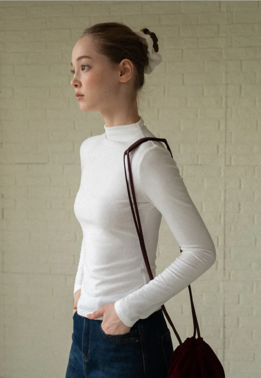 Basic Mock Neck Long Sleeve Top