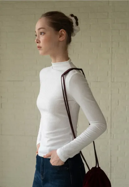 Basic Mock Neck Long Sleeve Top