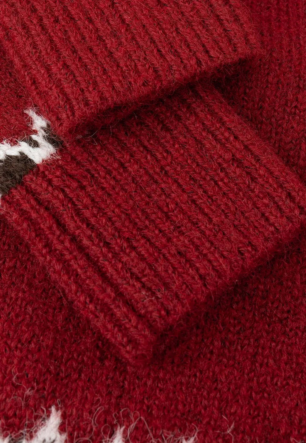 Red Knit Sweater with Fair Isle Pattern