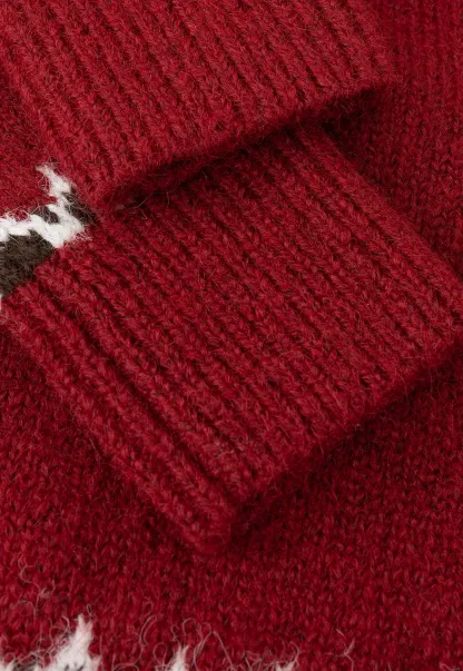 Red Knit Sweater with Fair Isle Pattern