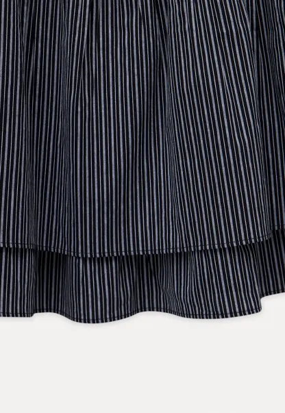 Striped Spaghetti Strap Ruffled Peplum Top