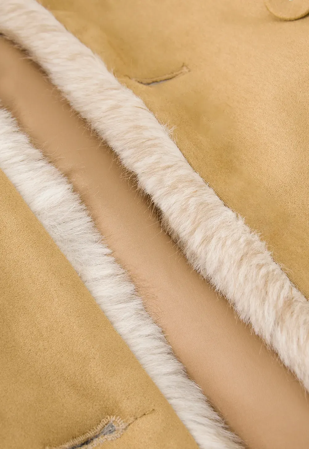 Double-Breasted Faux Shearling Jacket