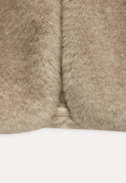 Women's Stand Collar Cropped Faux Fur Coat