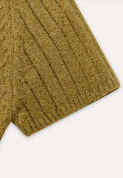 Olive Short Sleeve Mock Neck Knit Top