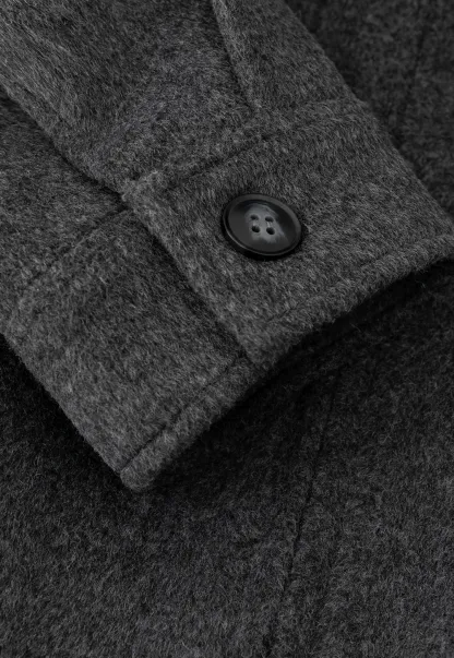 Faux-Fur Trim Hooded Charcoal Jacket