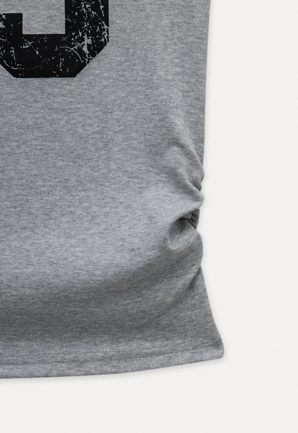 Graphic Off-Shoulder Ruched Tee