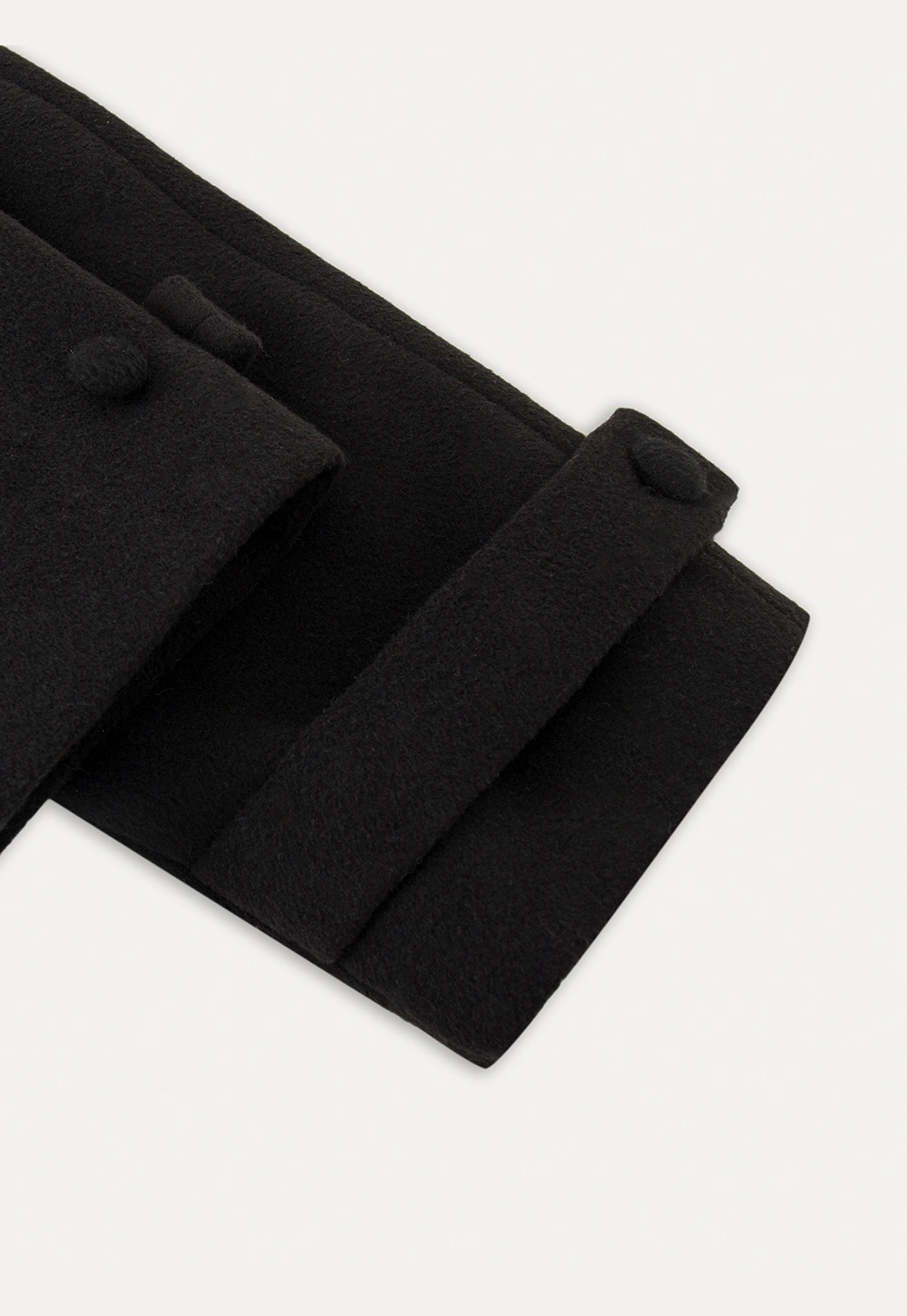 Women Black Wool Coat with Plaid Scarf Set