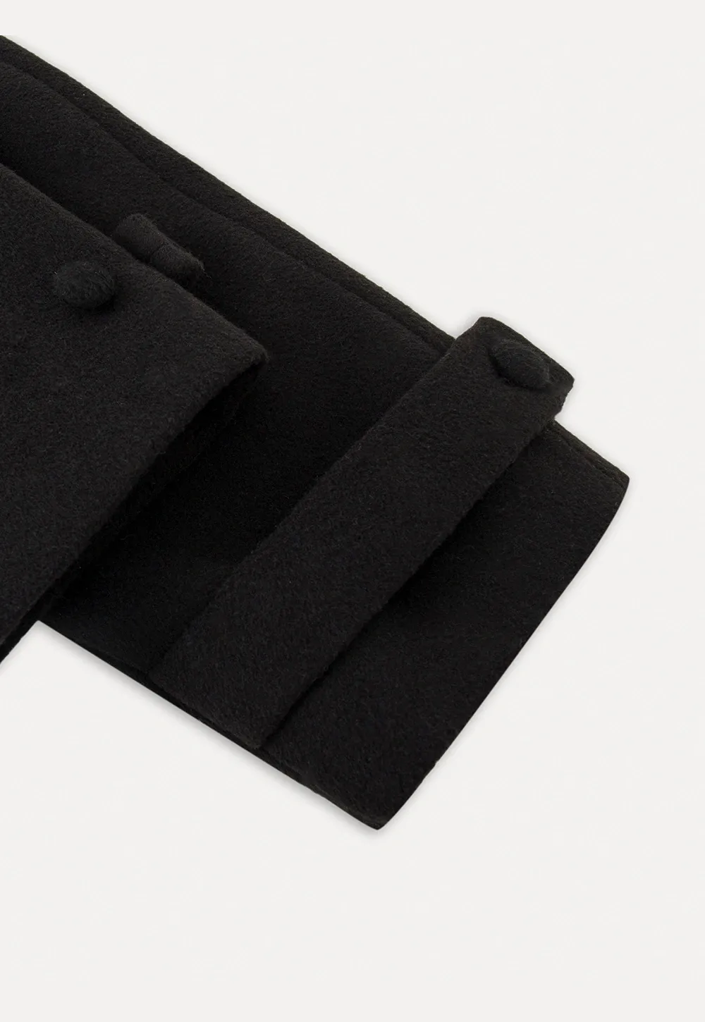 Women Black Wool Coat with Plaid Scarf Set