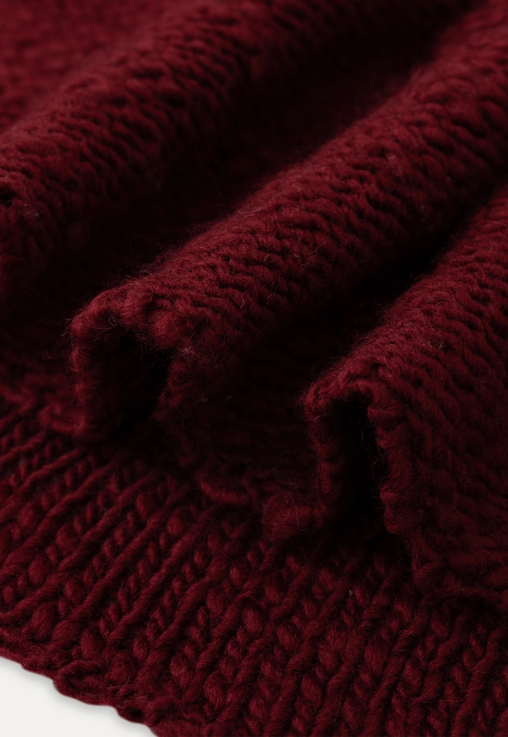 Soft Red Knitted Poncho with Turtleneck