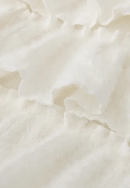 Women White Ruffled Skirt with Tiered Design