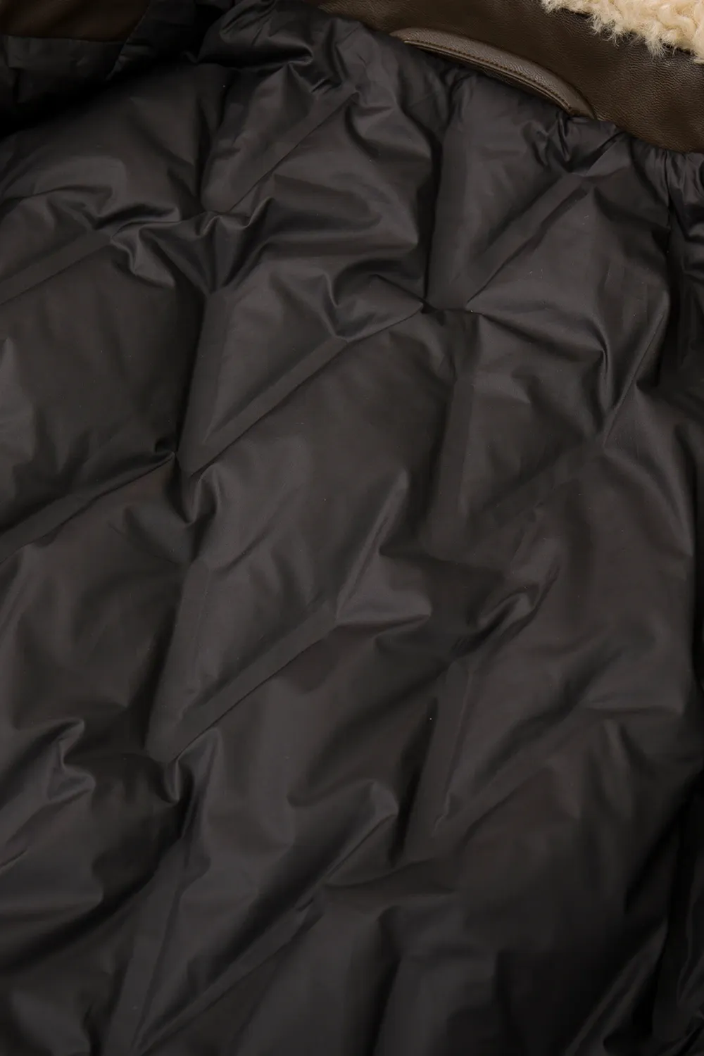 Faux Leather Bomber Jacket with Fur Collar