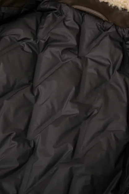 Faux Leather Bomber Jacket with Fur Collar