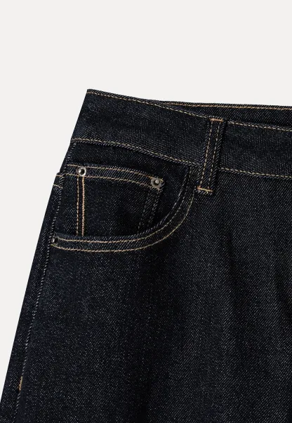 Wide Leg Straight Cut Denim Jeans