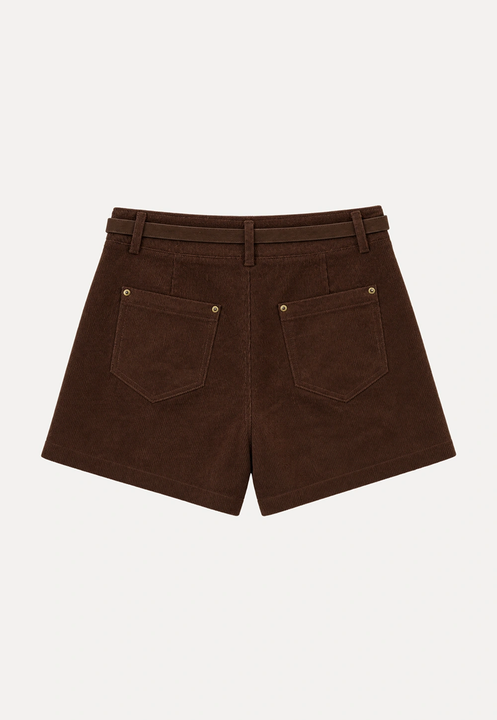 High Waist Corduroy Shorts with Belt Loop