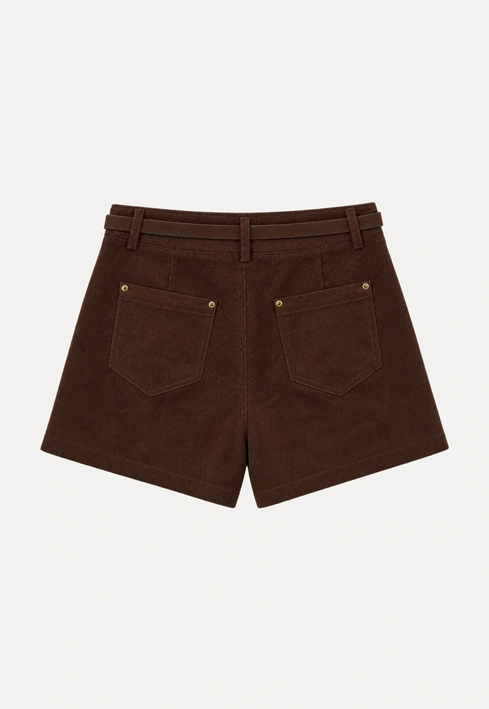 High Waist Corduroy Shorts with Belt Loop